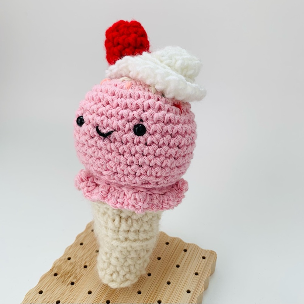🍦Ice Cream Cone Plush Toy - Pink and Cream - Picture 4 of 6